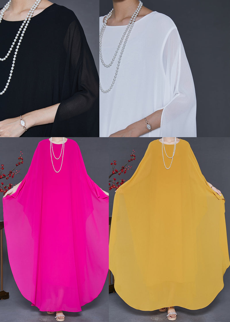 Yellow Oversized Chiffon Party Dress Batwing Sleeve
