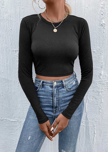 Black Backless Bow Cotton Tops Spring