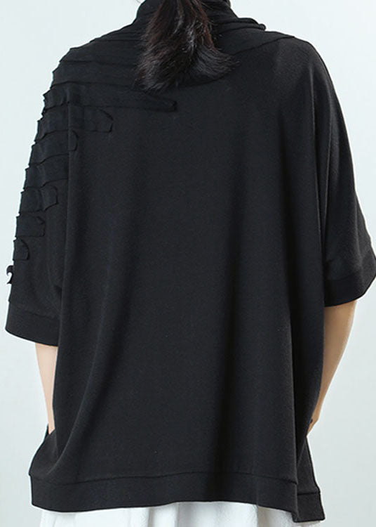 Natural Grey Tasseled Asymmetrical Design Spring Tops Half Sleeve