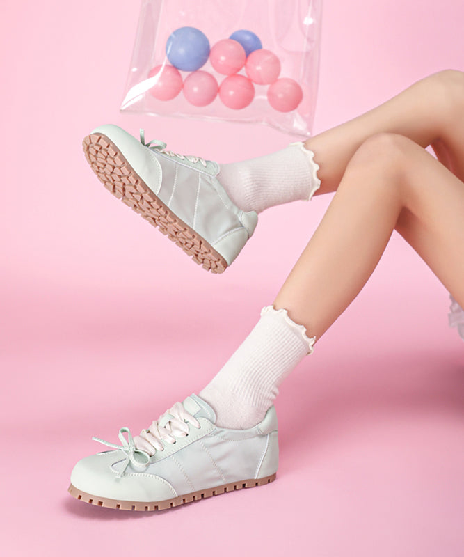 Bow Splicing Cross Strap Flat Shoes Pink Faux Leather