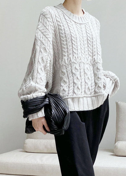 Grey Hollow Out Woolen Knit Sweaters Spring