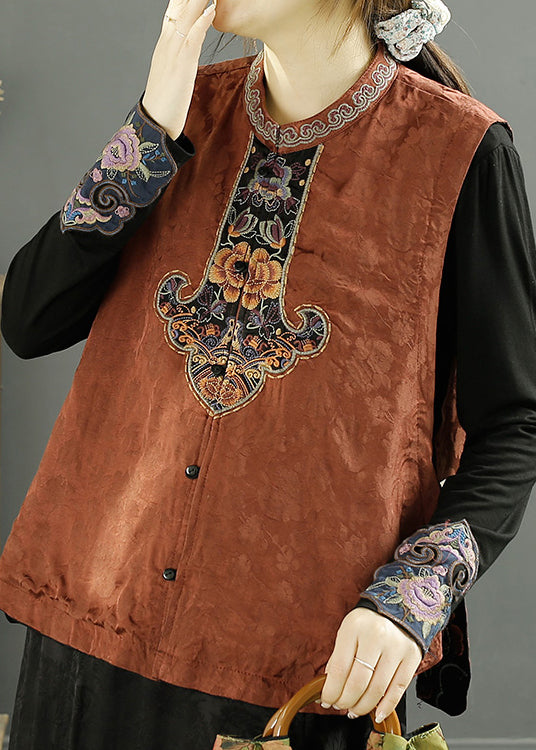 Green Collar Embroideried Wear on Both Sides Cotton Vest Fall