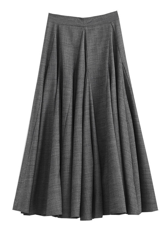 Italian Grey Patchwork Pleated Skirts Spring