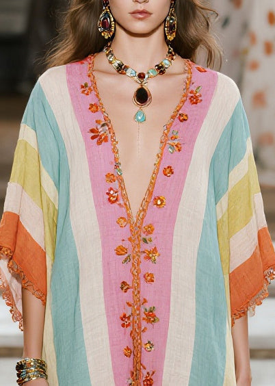 Colorblock Oversized Lace Patchwork Cotton Vacation Dresses Summer