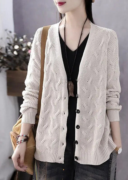 Art Blue V Neck Button Fall Knit Sweater Coat