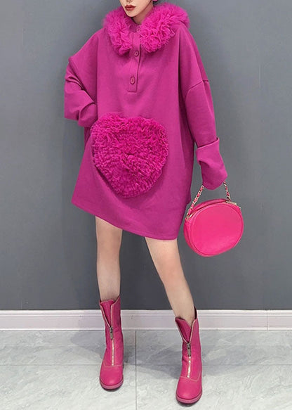 Rose O-neck Love Tulle Patchwork Pullover Fall