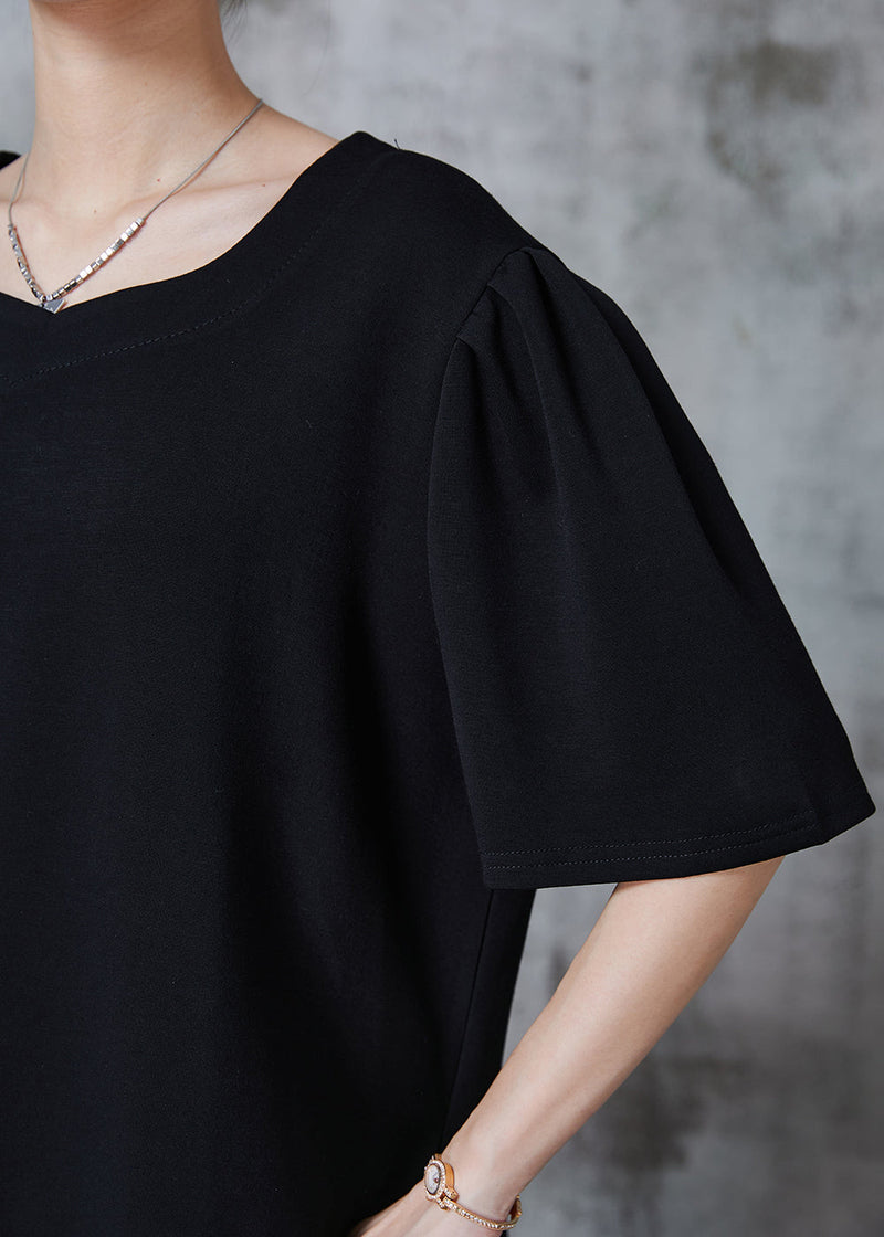 Simple Black O-neck Oversized Cotton Tanks Summer