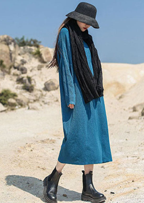 Green V Neck Patchwork Knit Maxi Dress Spring
