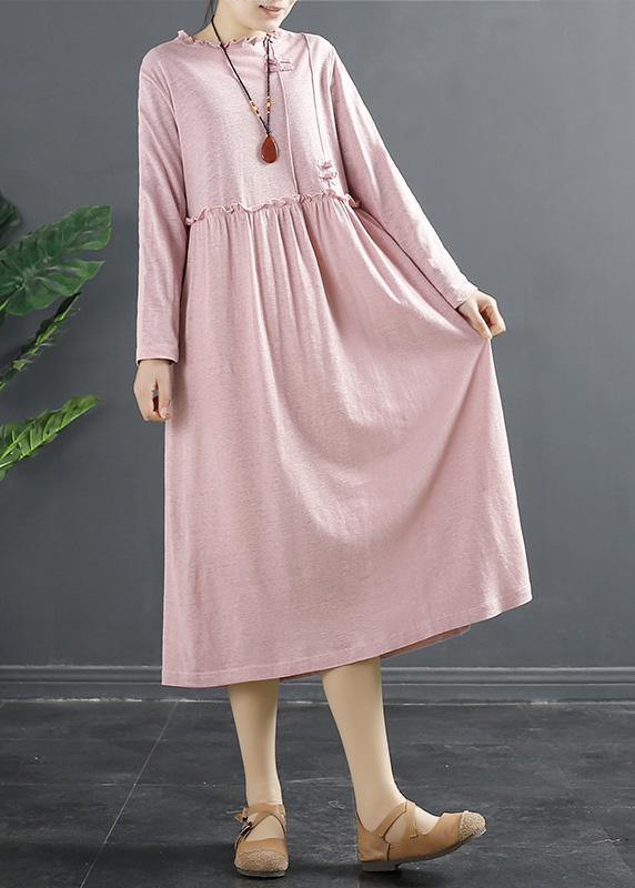 Diy Pink Ruffled Patchwork Loose Dress