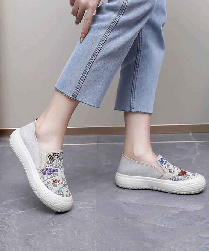 Embroidered Flats Black Cotton Fabric