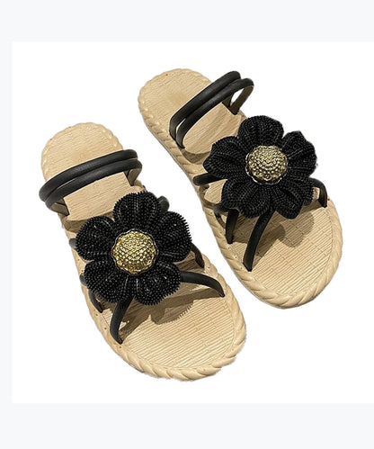 Fashionable Black Roman Slide Sandals Soft Soles