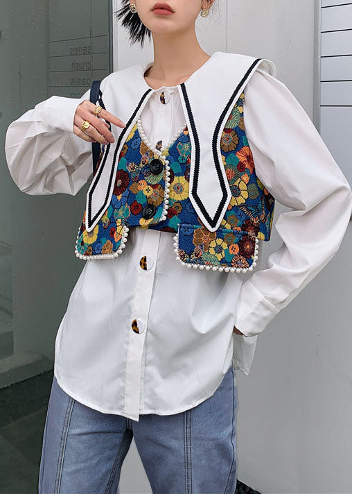 Fine Colorblock Jacquard Nail Bead Patchwork Cotton Vest Spring