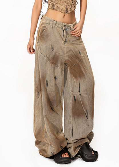 Patchwork Tie Dye Wide Leg Jeans Summer
