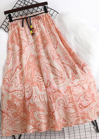 Apricot Blue Colour Elastic Waist Chiffon a Line Skirt Summer