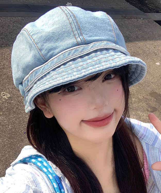 Light Blue Patchwork Denim Bucket Hat