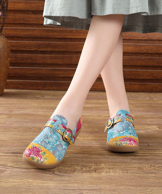 Yellow Buckle Strap Embossed Wedge High Wedge Heels Shoes