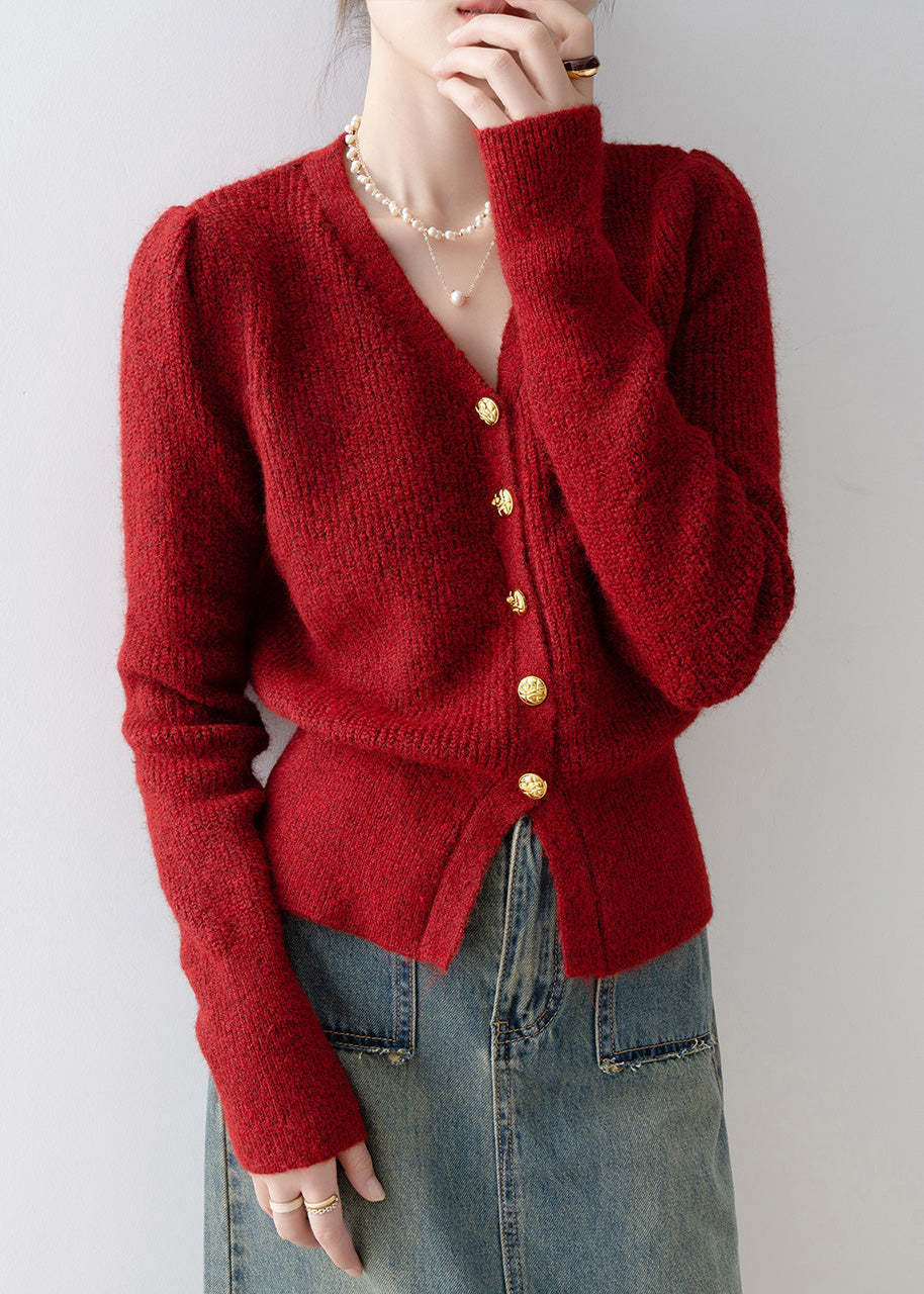 Mulberry V Neck Silm Fit Knit Cardigans Winter