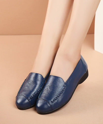 Red Soft Penny Loafers Faux Leather Splicing