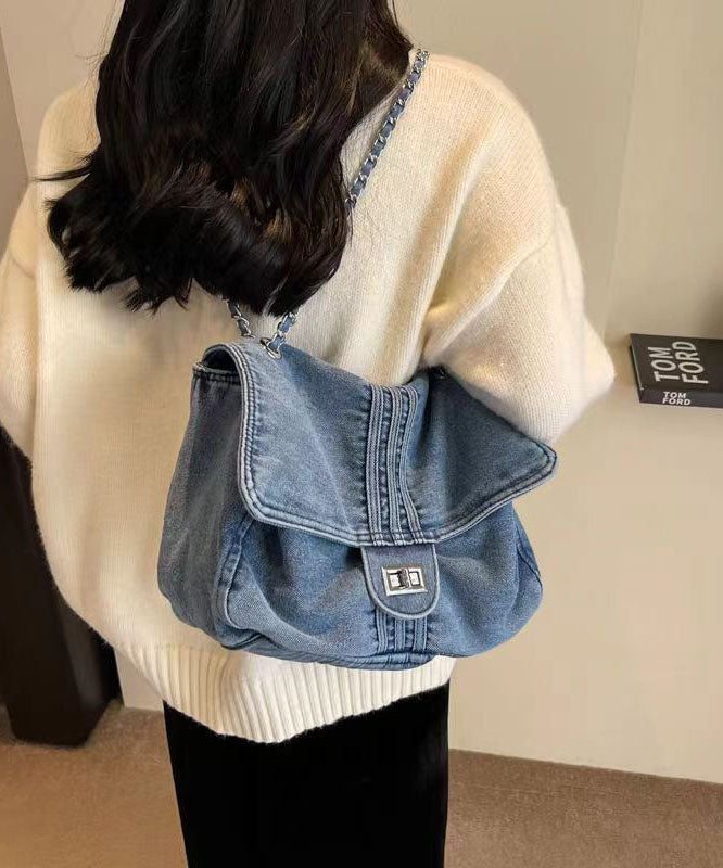 New Light Blue Large Capacity Chain Denim Shoulder Bag