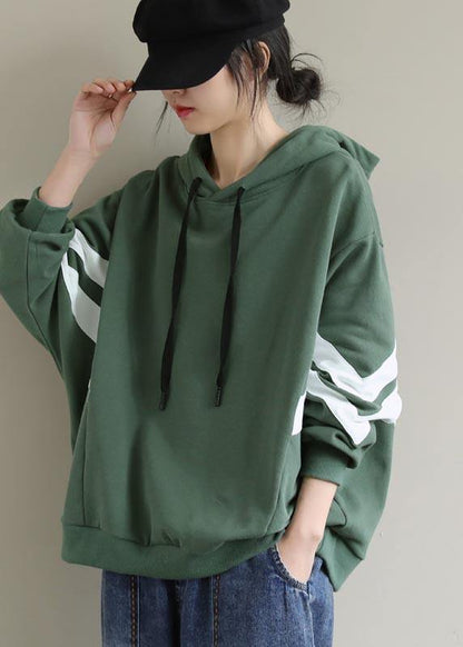 Style Green Blouse Hooded Cinched Spring Shirt