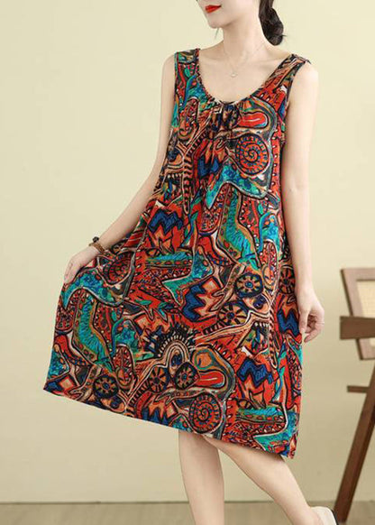 Orange Wrinkled Holiday Long Dress Summer