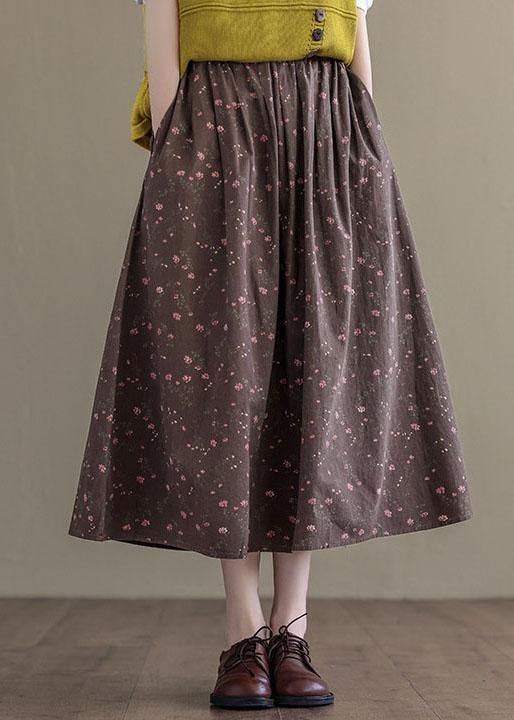 Chocolate Loose a Line Summer Pockets Linen Skirts