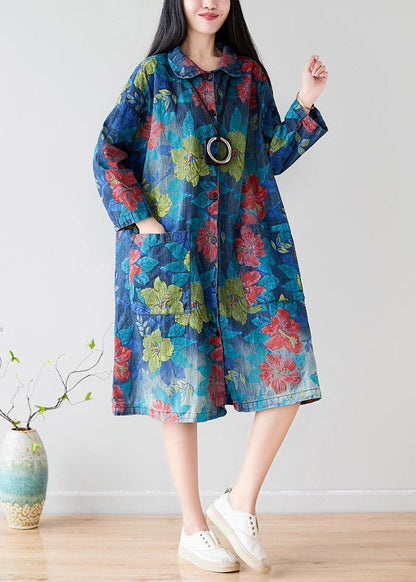 Style Green Peter Pan Collar Pockets Trench Coats Spring