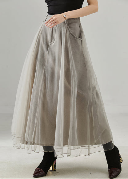 Grey Exra Large Hem Tulle Holiday Skirt Fall