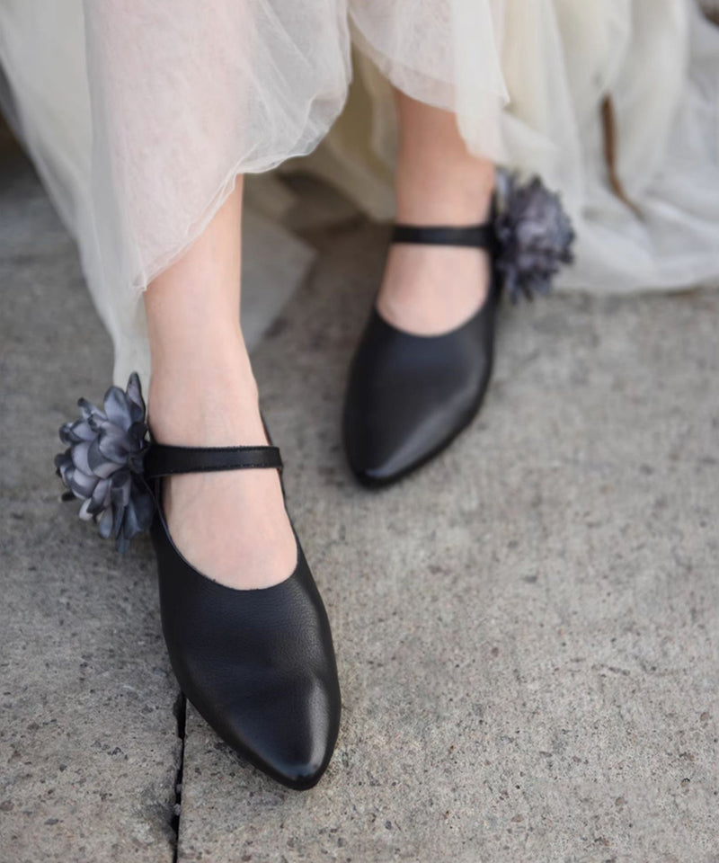 Coffee Flat Shoes for Buckle Strap Splicing