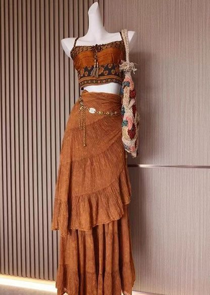 Summer Strap Top and Skirt Two Piece Set