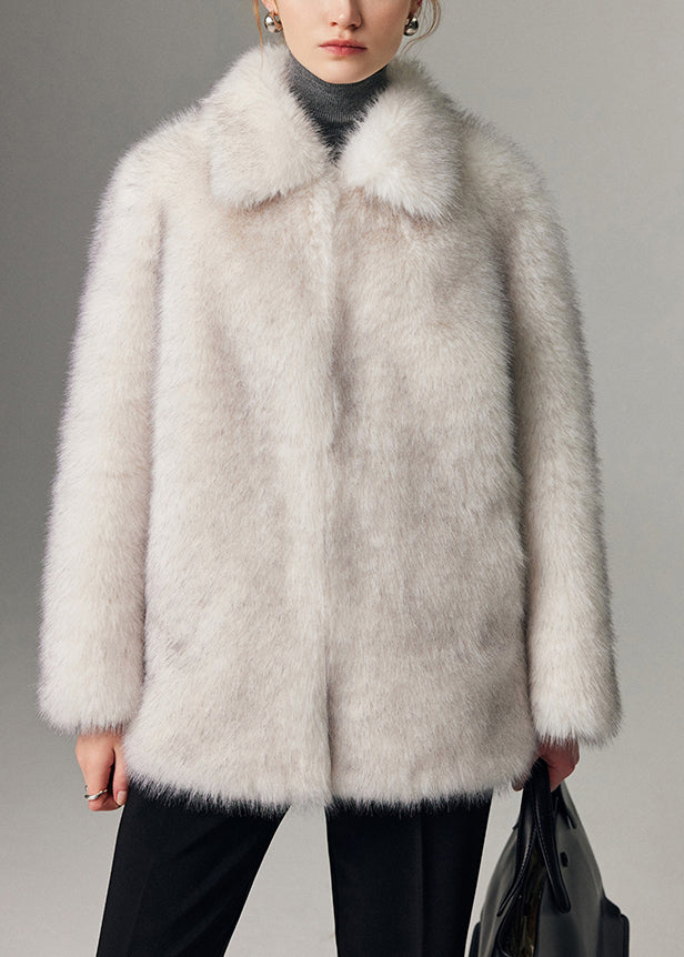 White Oversized Warm Faux Fur Jackets Winter