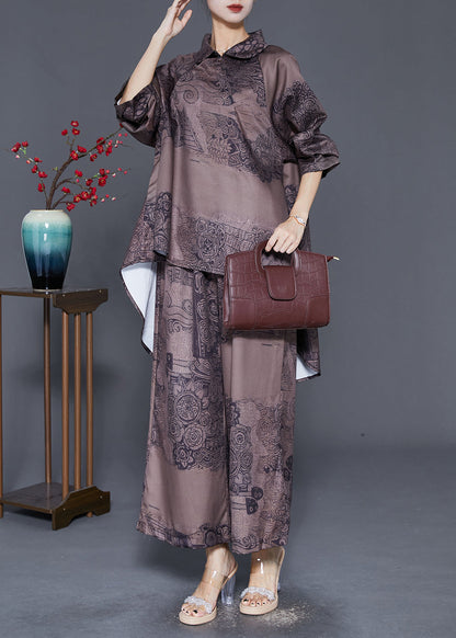 Art Chocolate Print Low High Design Two Piece Set Clothing Fall