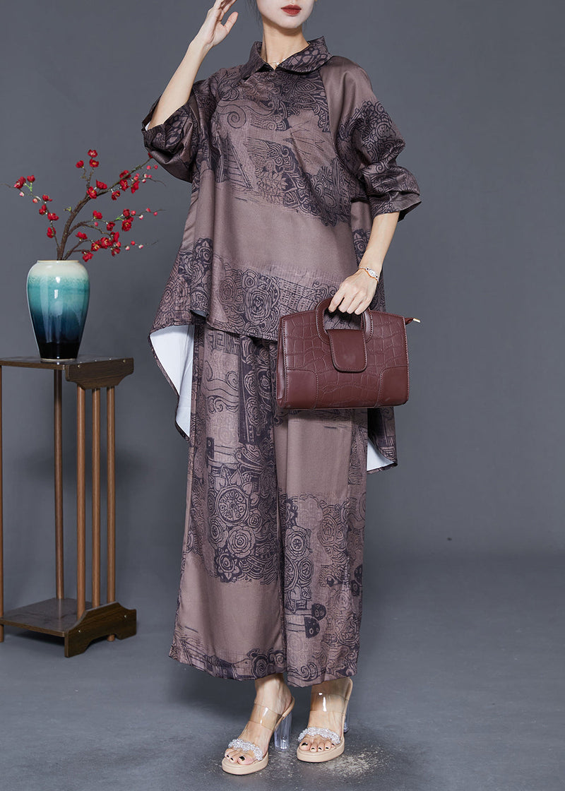 Art Chocolate Print Low High Design Two Piece Set Clothing Fall