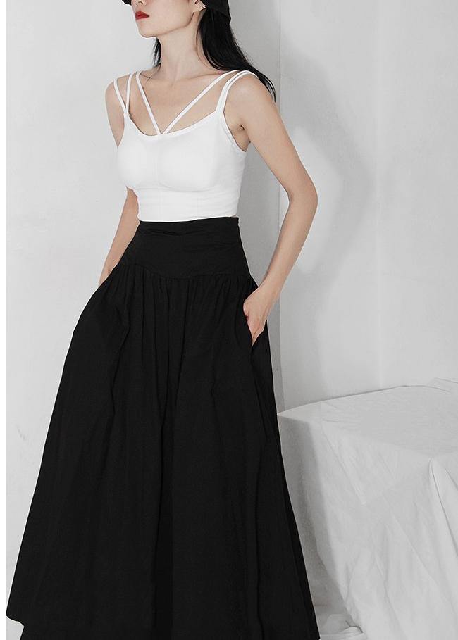 Italian Black High Waist Cinched Skirts Summer