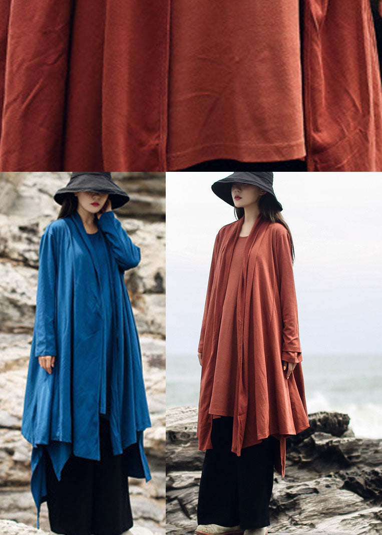 Orange Patchwork Cotton Cardigan V Neck Long Sleeve