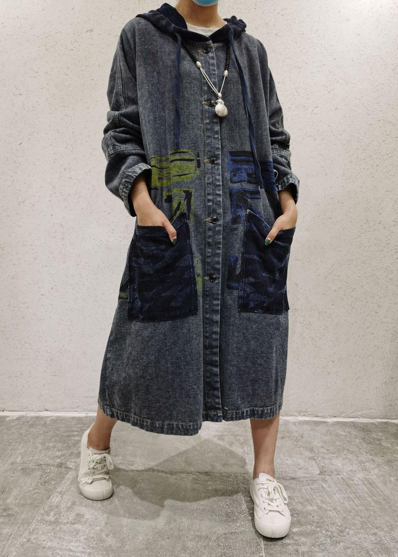 Diy Dark Gray Baggy Hooded Coat