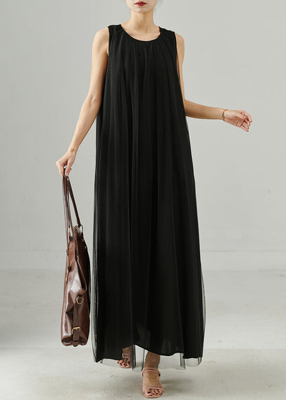 Black Oversized Tulle Maxi Dresses Summer