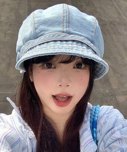 Light Blue Patchwork Denim Bucket Hat