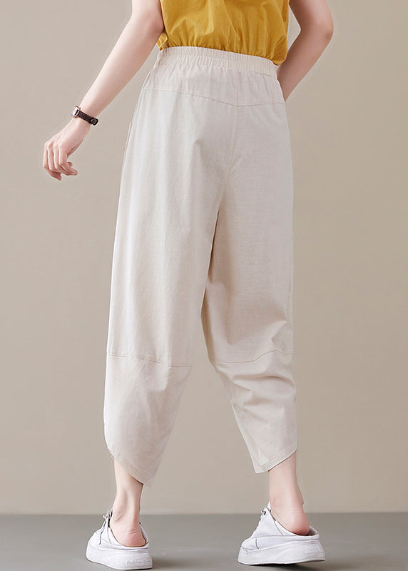 Beige Loose Pants Asymmetrical Design Spring