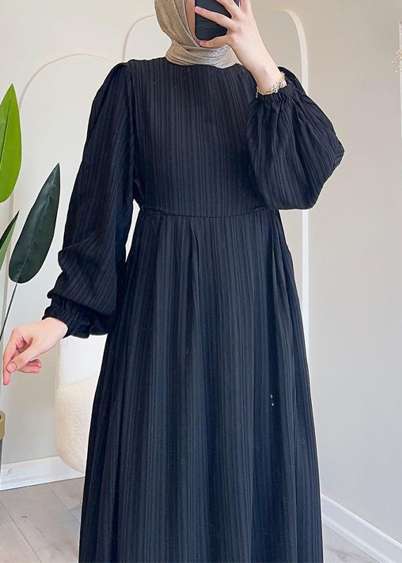 Green Wrinkled Lace Up Long Dress Fall