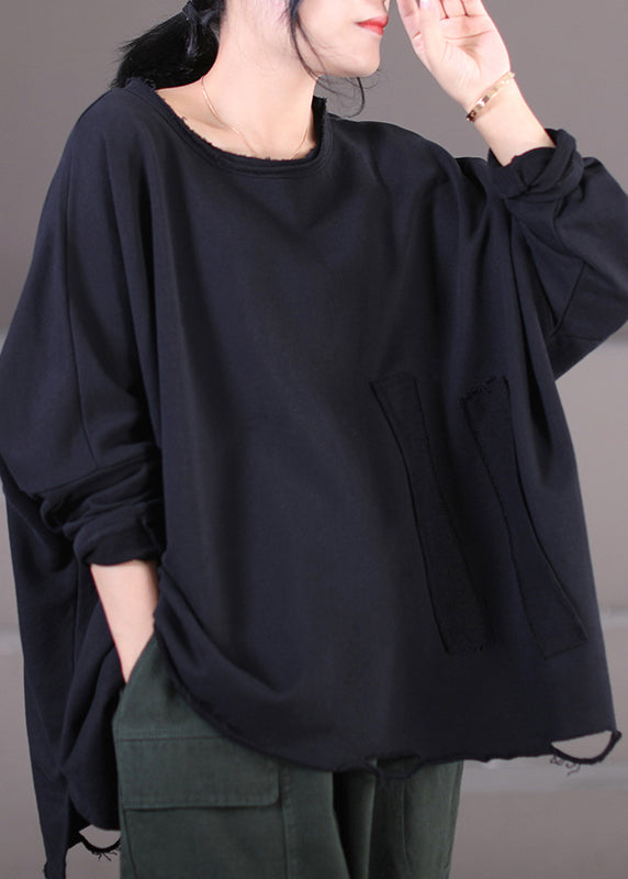 Chocolate O-neck Side Open Sweatshirt Fall