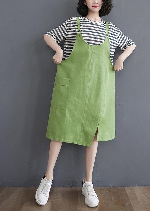 Two Piece Summer New Strap Skirt + Striped T-shirt