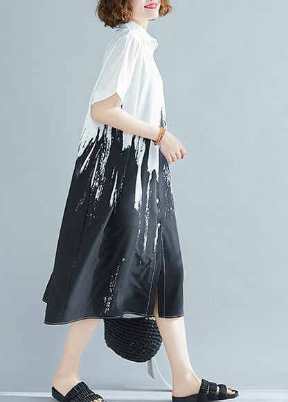 Modern Lapel Cotton Clothes for Work Outfits Green Texture Dress