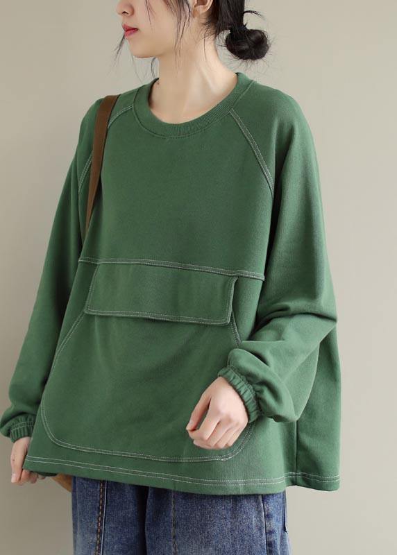 O Neck Patchwork Spring Clothes Inspiration Green Shirts