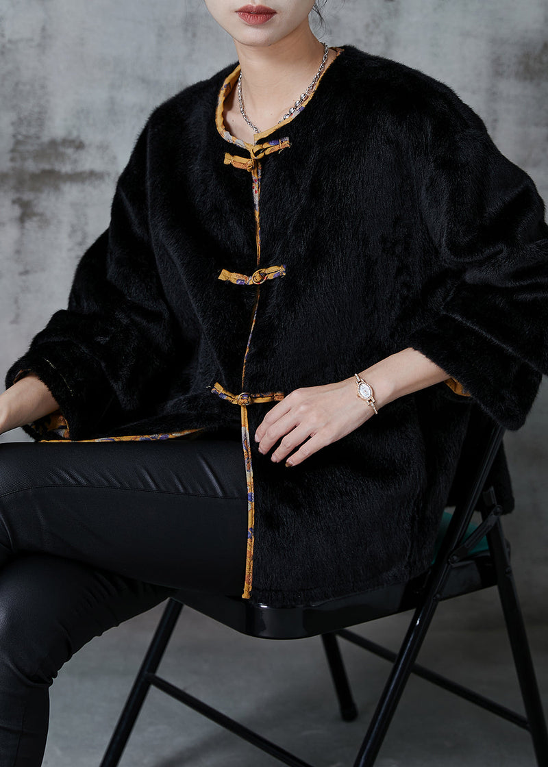 Simple Black Oversized Faux Mink Hair Wear on Both Sides Coats Winter