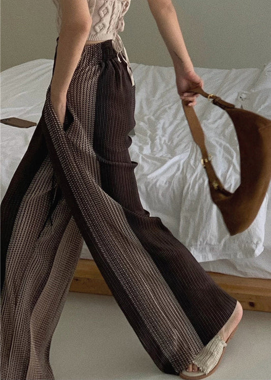Colorblock Pockets High Waist Pants Summer
