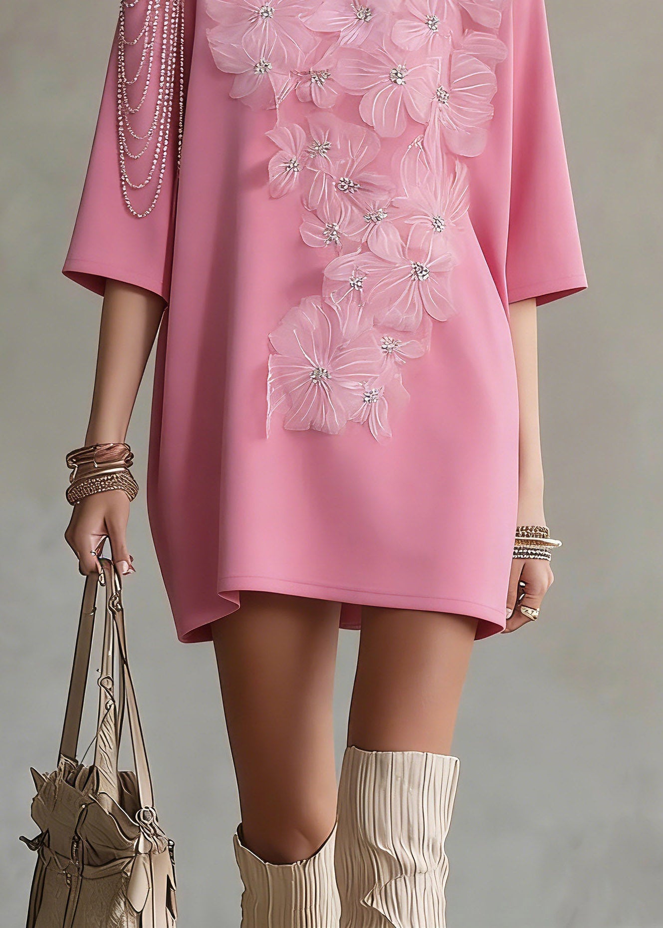 Pink Patchwork T Shirt Summer