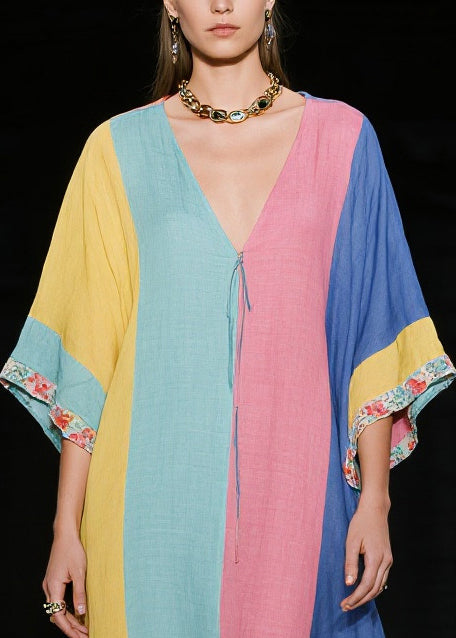 Colorblock Oversized Cotton Maxi Dress Summer