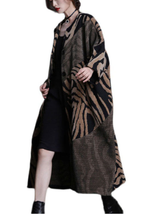 Art Orange Patchwork Button Fall Woolen Coats