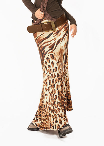 Leopard Print Long Fishtail Skirt Summer
